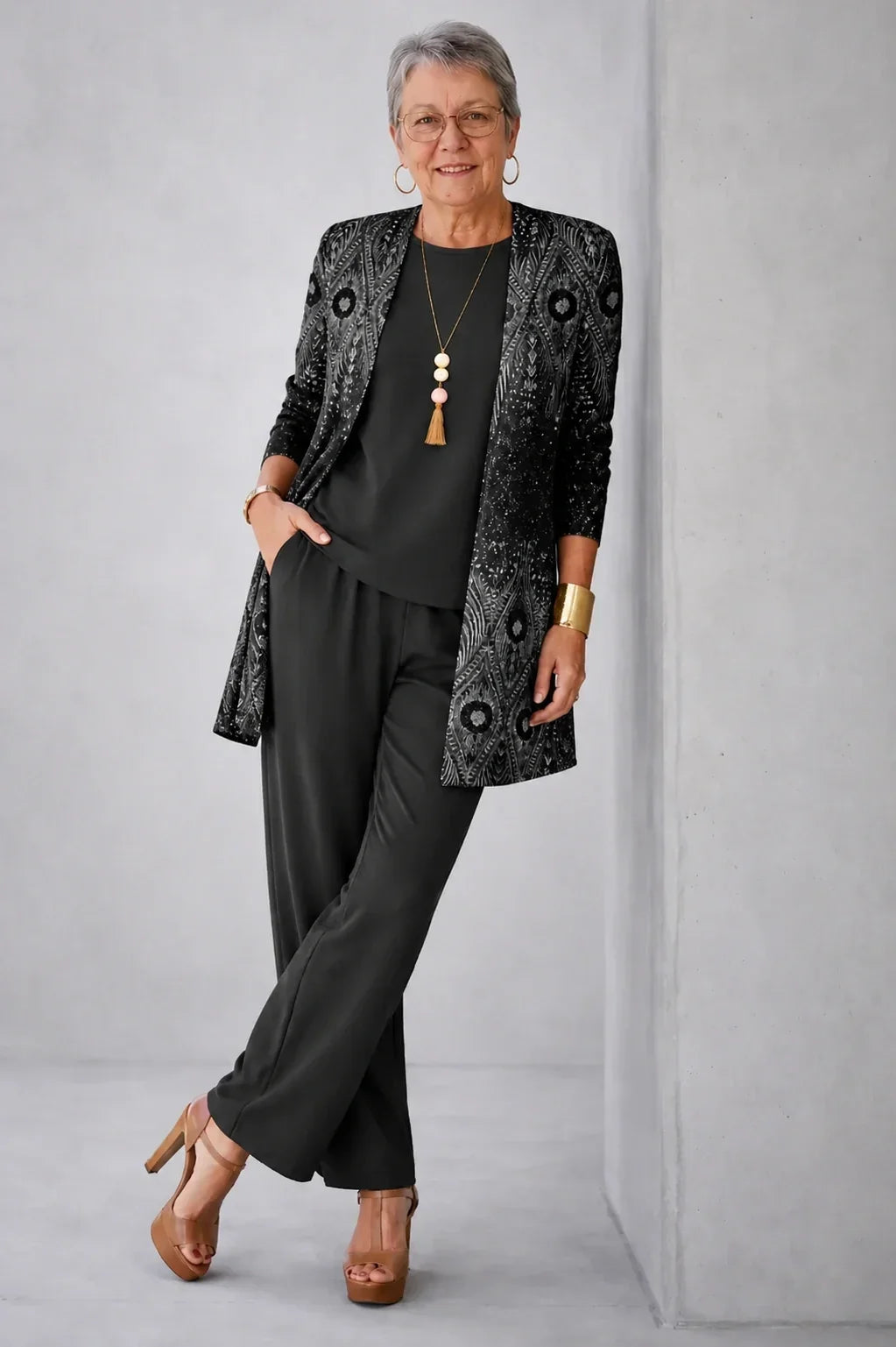 Vera | Black & Silver Paisley Three-Piece Set