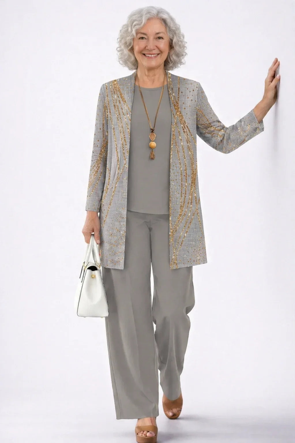Azura | Dove Grey and Gold Three-Piece Set