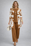 Henrietta | Caramel Leaf-Print Three-Piece Set