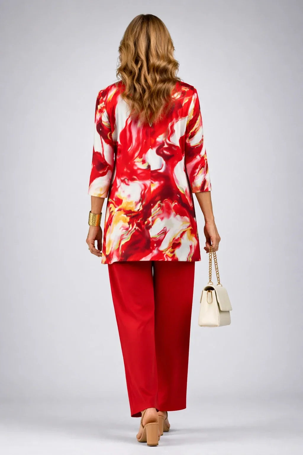 Theodora | Red Swirl-Print Three-Piece Outfit