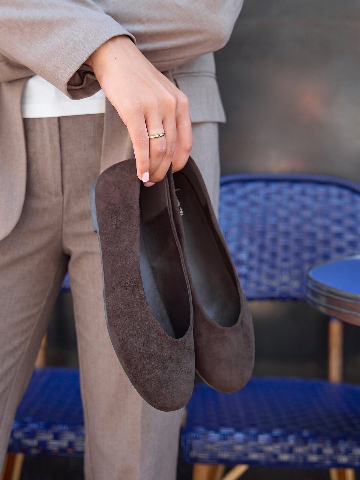 Astra Wide Fit Brown Ballet Flats