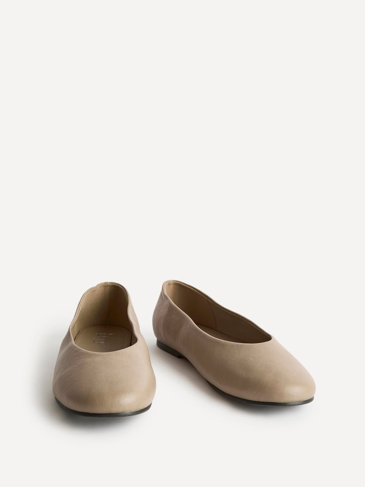 Astra Wide Fit Taupe Faux Leather Ballet Flats