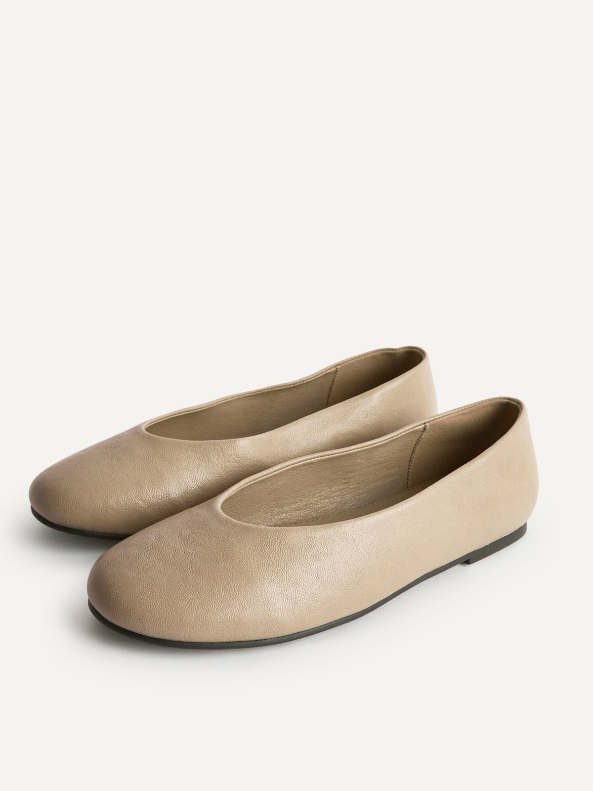 Astra Wide Fit Taupe Faux Leather Ballet Flats