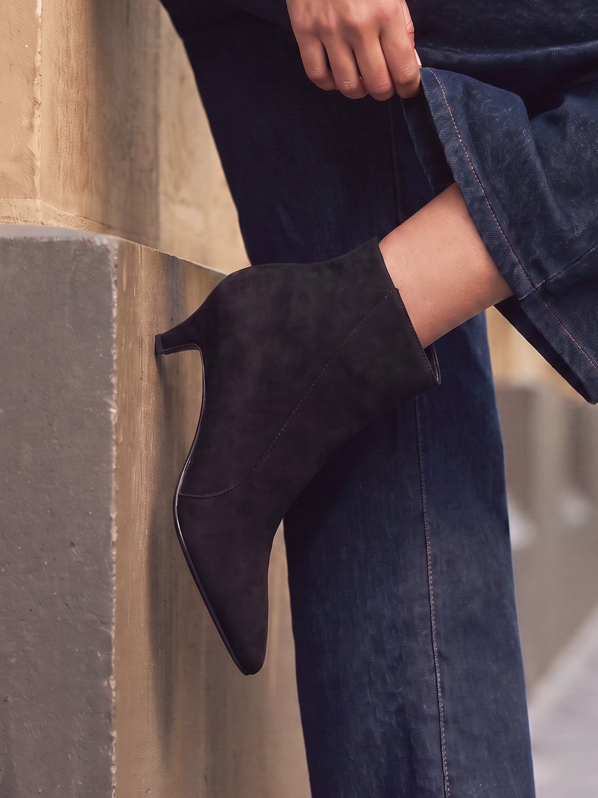 Blaire Black Faux Suede Ankle Boots