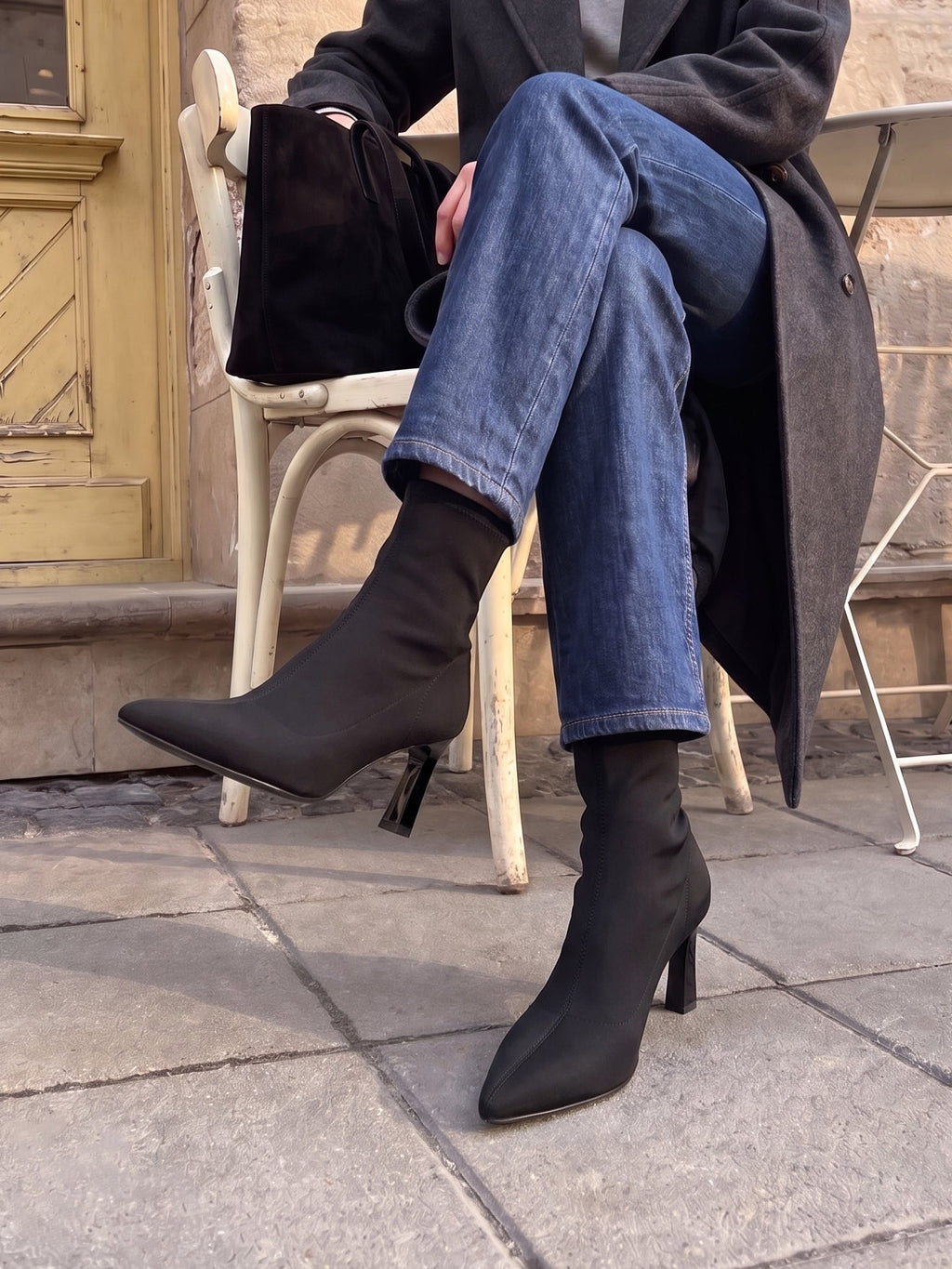 Context Black Heeled Sock Boots