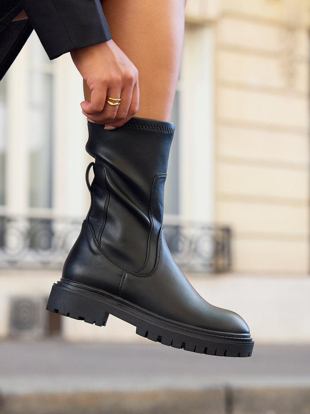 Kenzie Wide Fit Black Mid Length Chelsea Boots