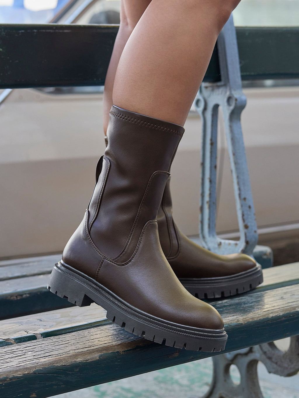 Kenzie Wide Fit Brown Mid Length Chelsea Boots