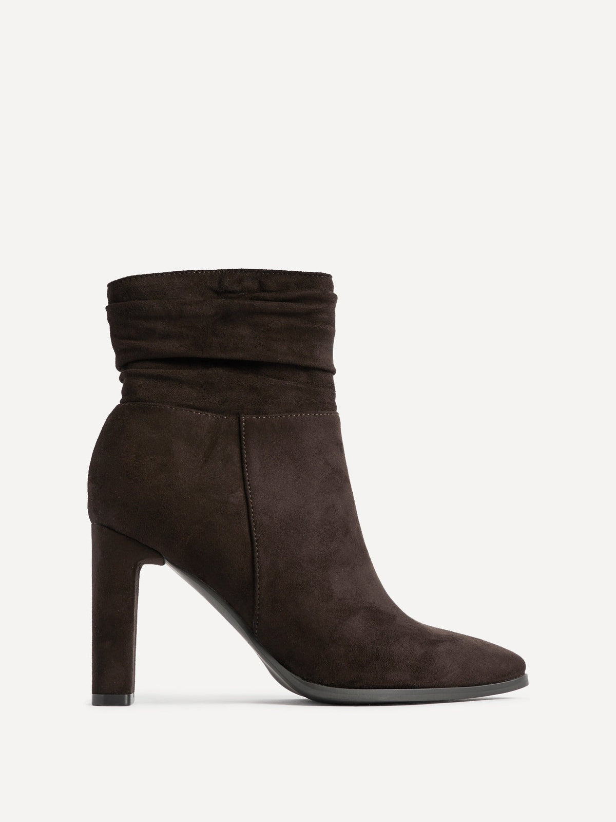Miya Brown Ruched Ankle Boots