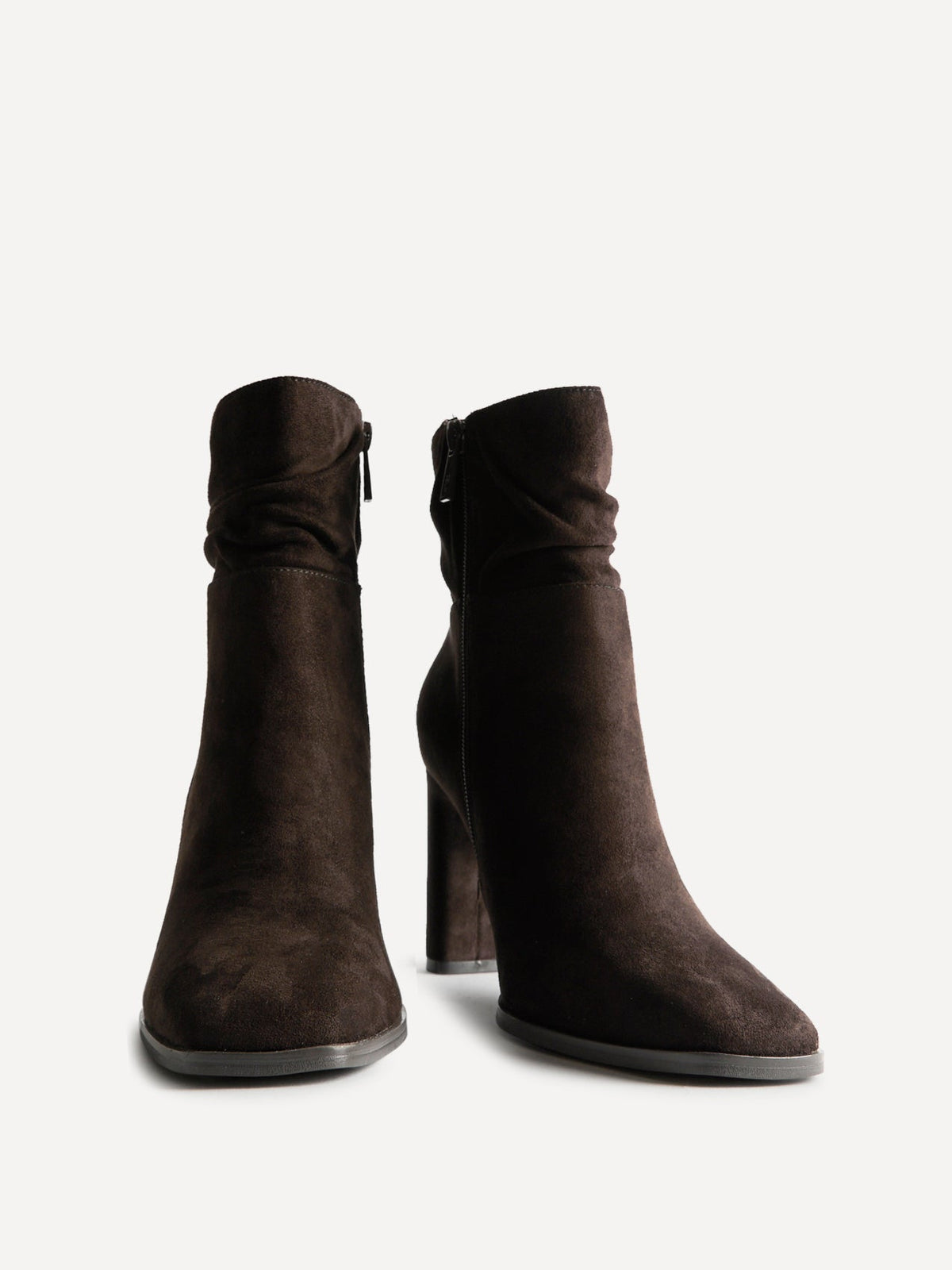 Miya Brown Ruched Ankle Boots