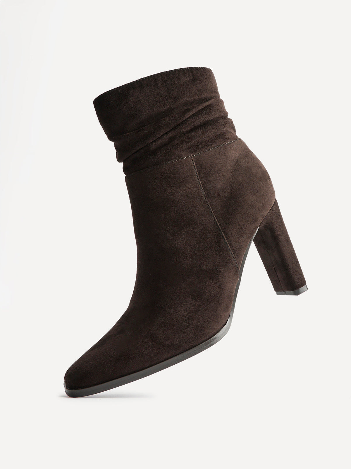 Miya Brown Ruched Ankle Boots