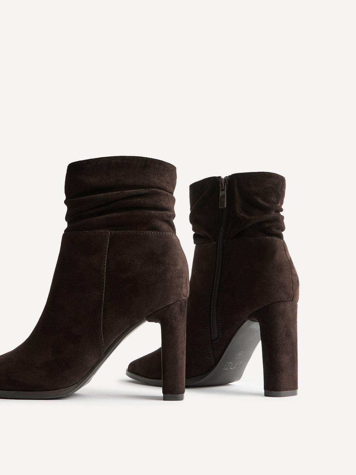 Miya Brown Ruched Ankle Boots