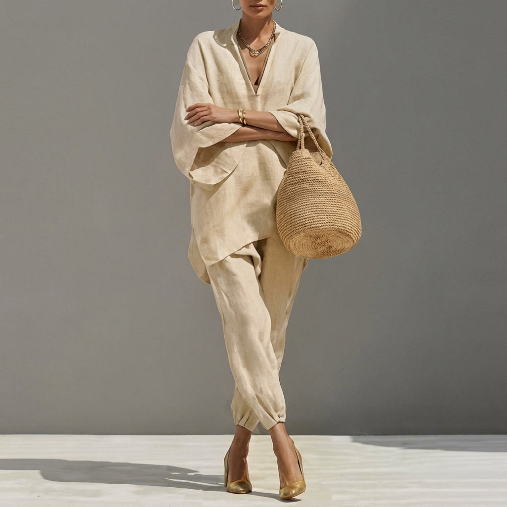 Lotte | Casual Two-Piece Set with V-Neck for Women