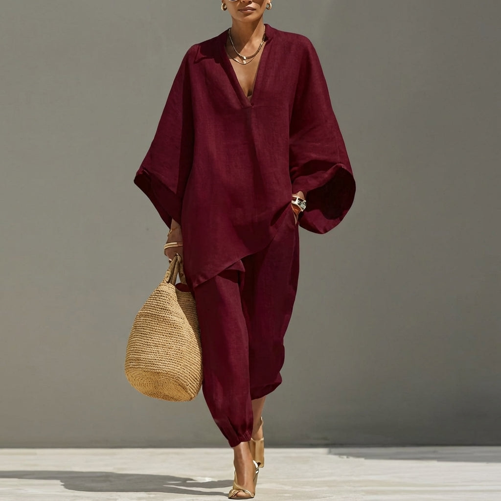 Lotte | Casual Two-Piece Set with V-Neck for Women