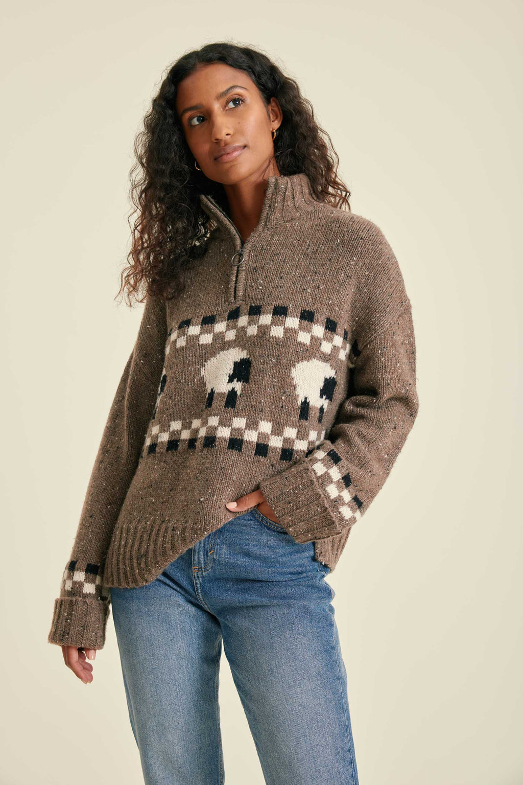 Montadale Sheep Half Zip Jumper