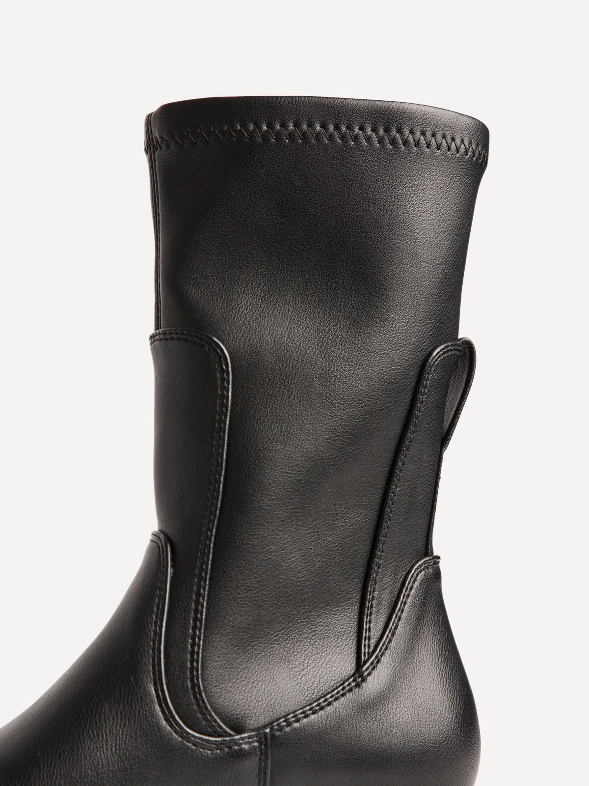 Peggy Black Faux Leather Mid-Length Chelsea Boots