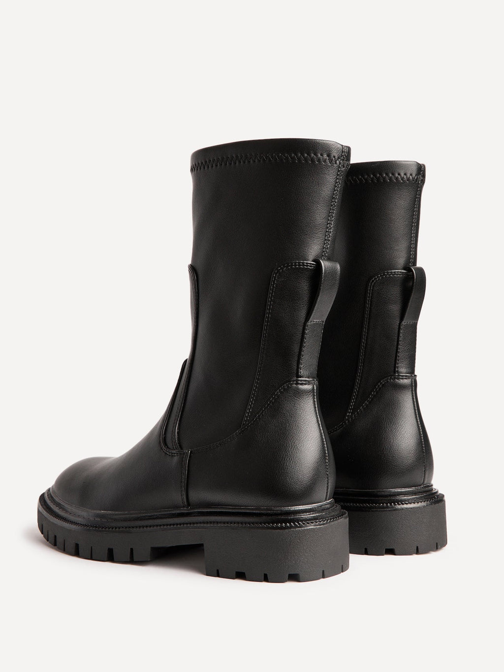 Peggy Black Faux Leather Mid-Length Chelsea Boots