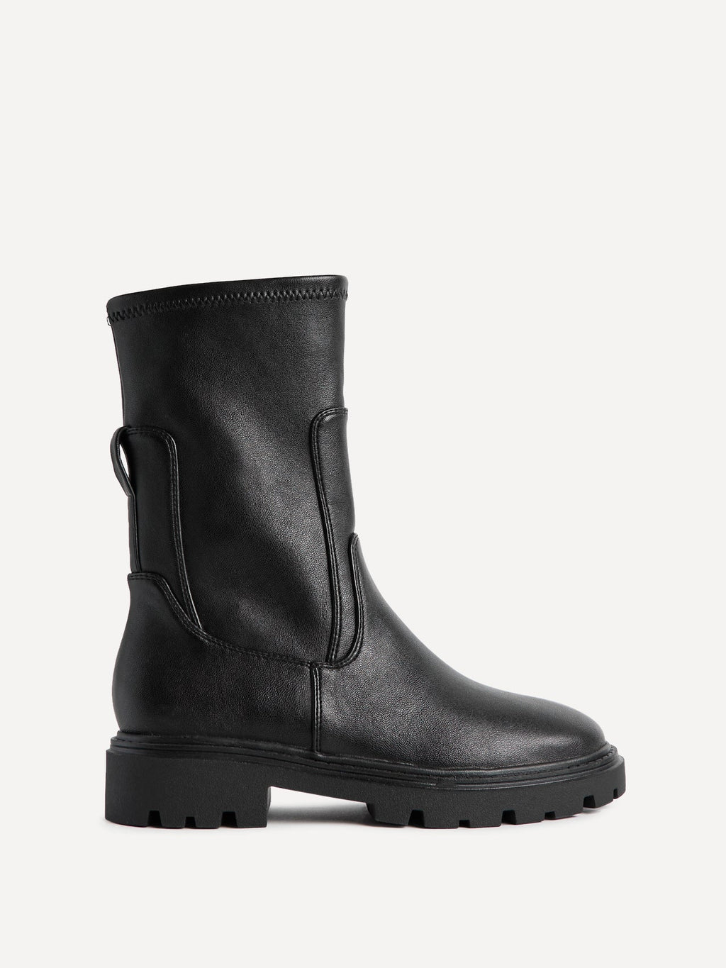 Peggy Black Faux Leather Mid-Length Chelsea Boots