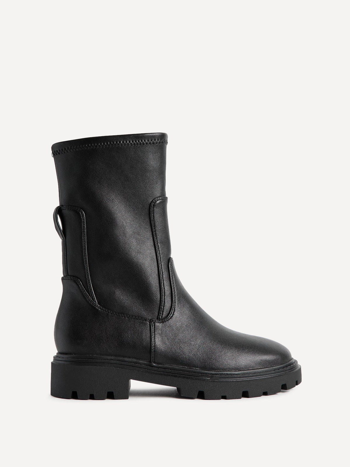 Peggy Black Faux Leather Mid-Length Chelsea Boots
