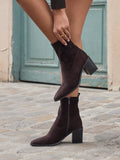 Process Brown Block Heel Ankle Boots