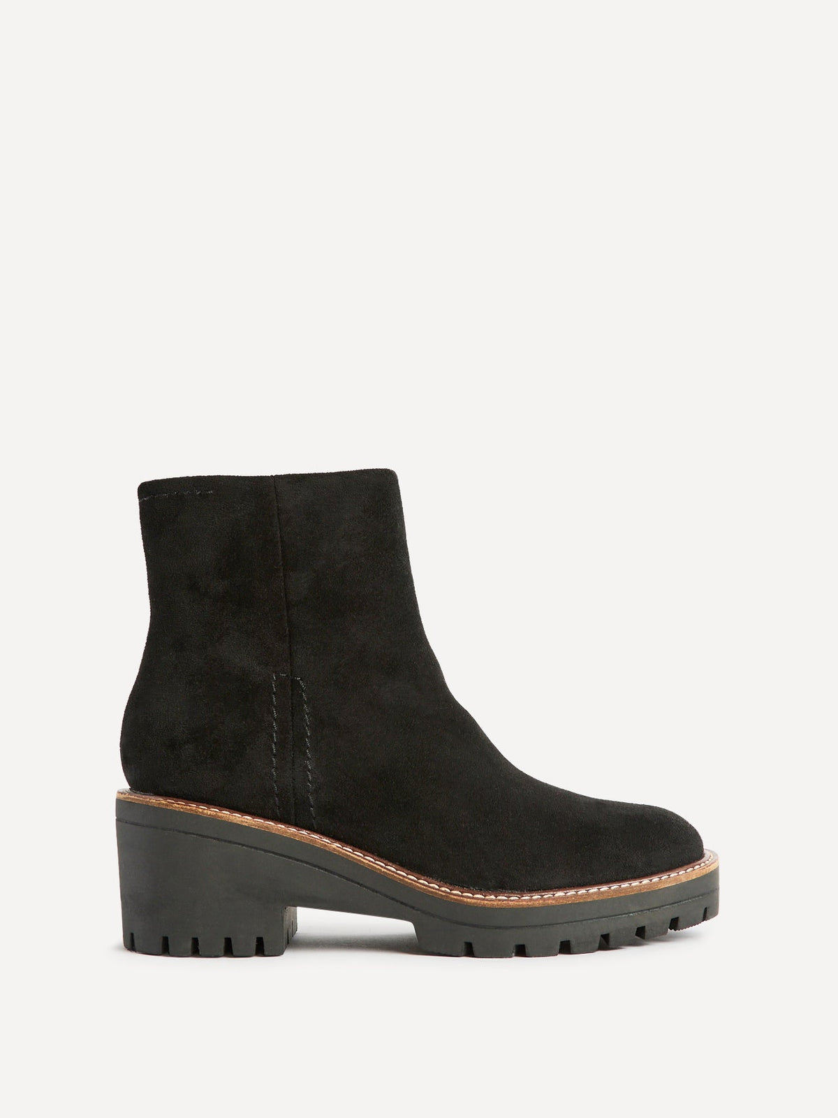 Rival Black Faux Suede Wedge Heel Ankle Boots