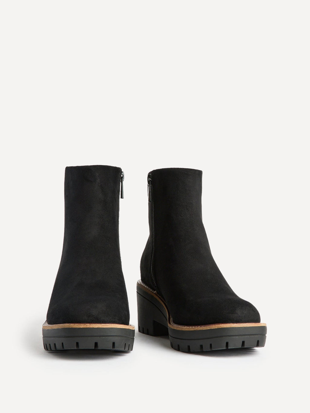 Rival Black Faux Suede Wedge Heel Ankle Boots