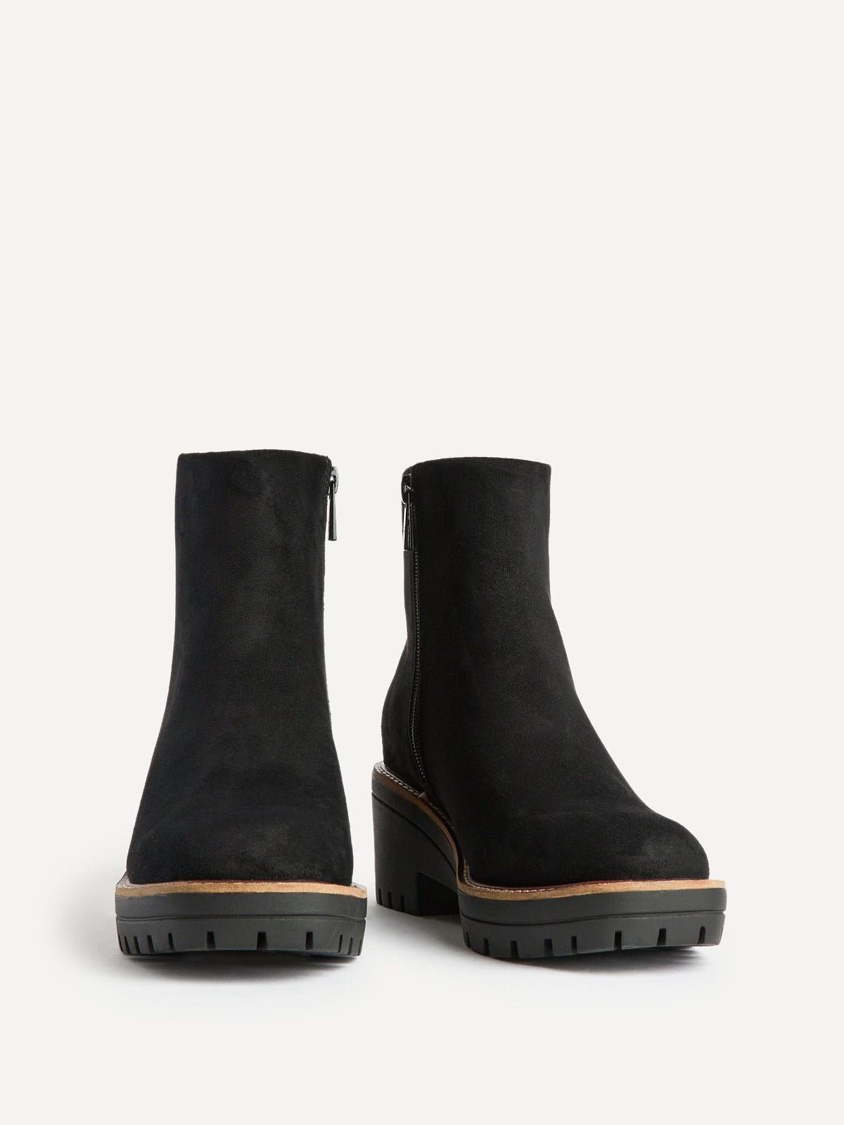 Rival Black Faux Suede Wedge Heel Ankle Boots
