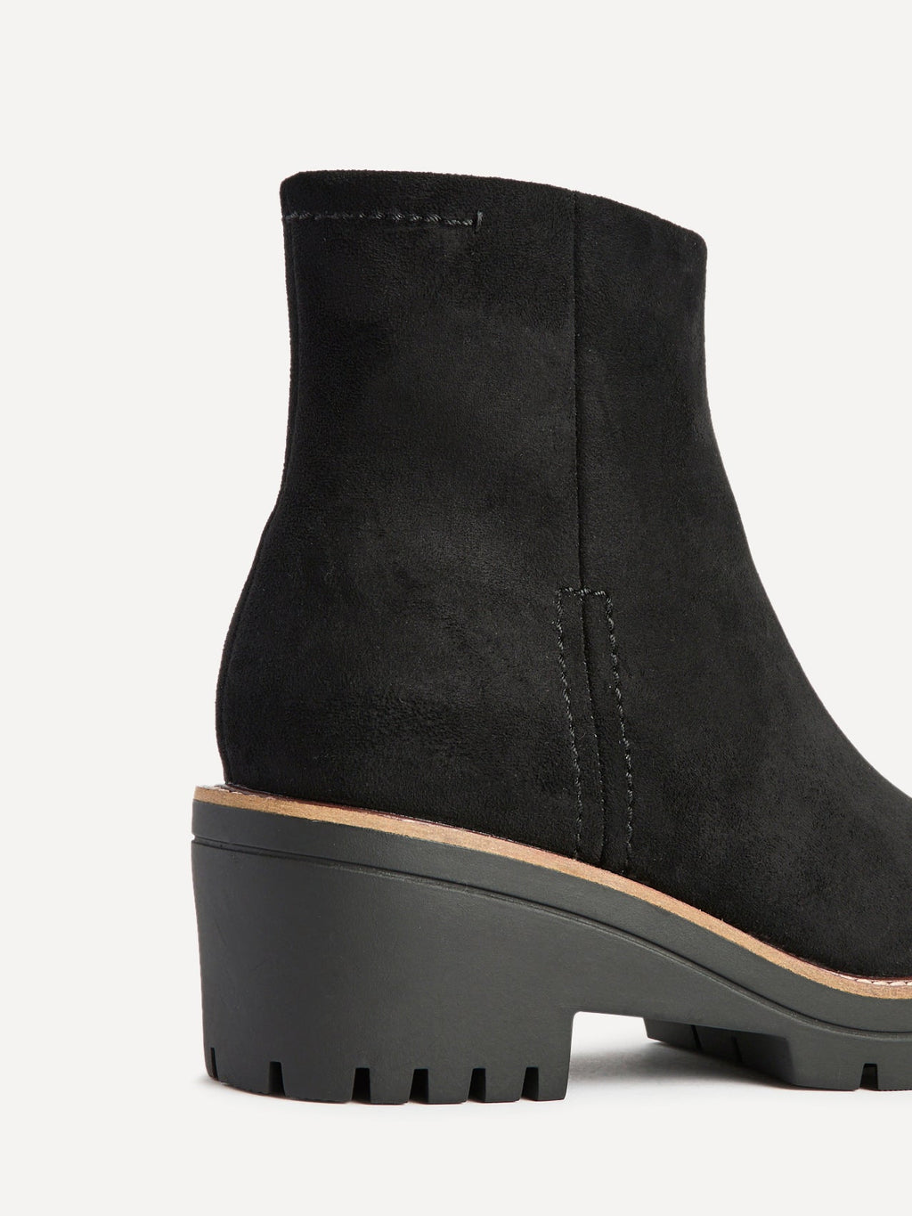 Rival Black Faux Suede Wedge Heel Ankle Boots