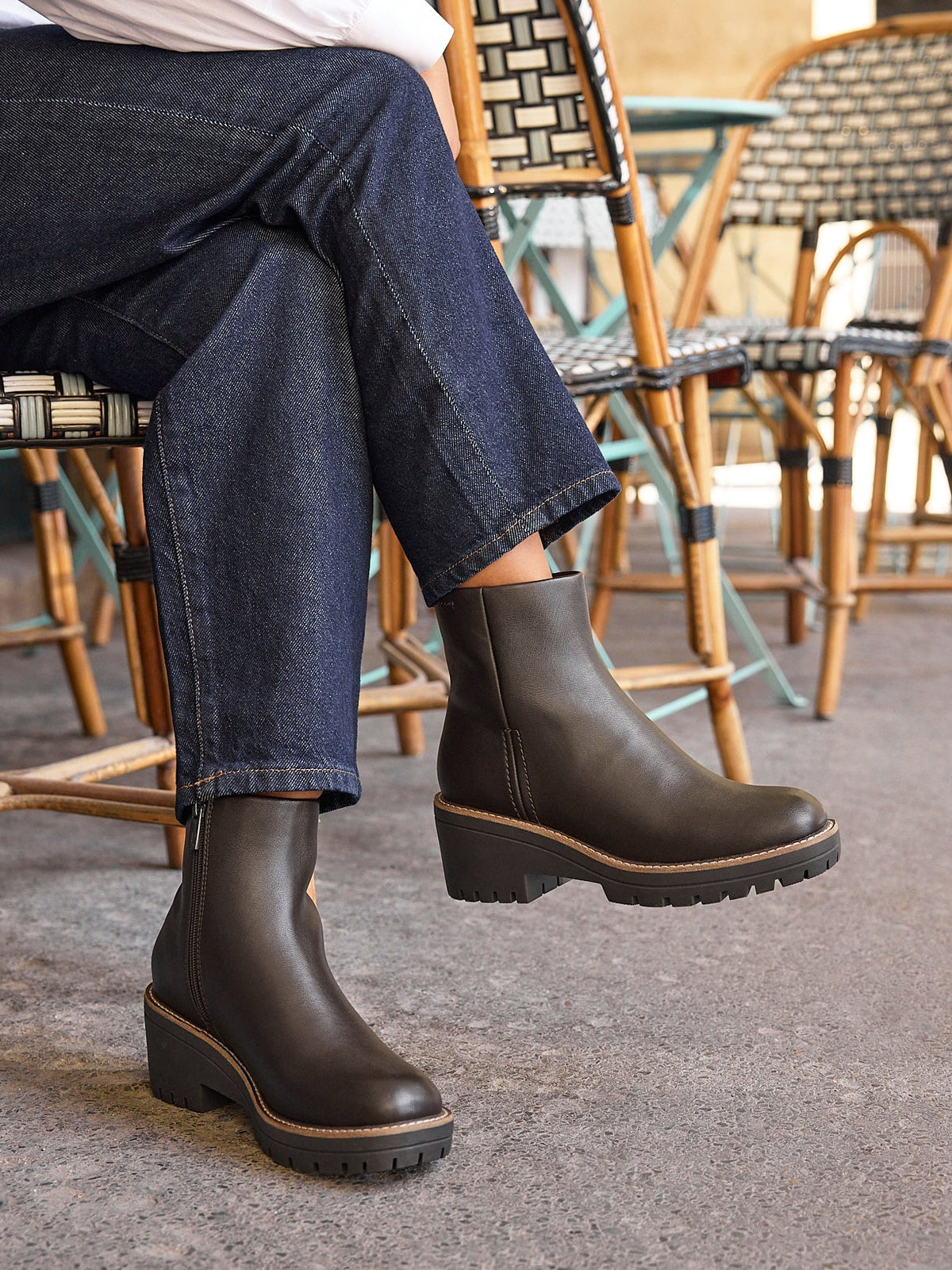 Rival Brown Faux Leather Wedge Heel Ankle Boots