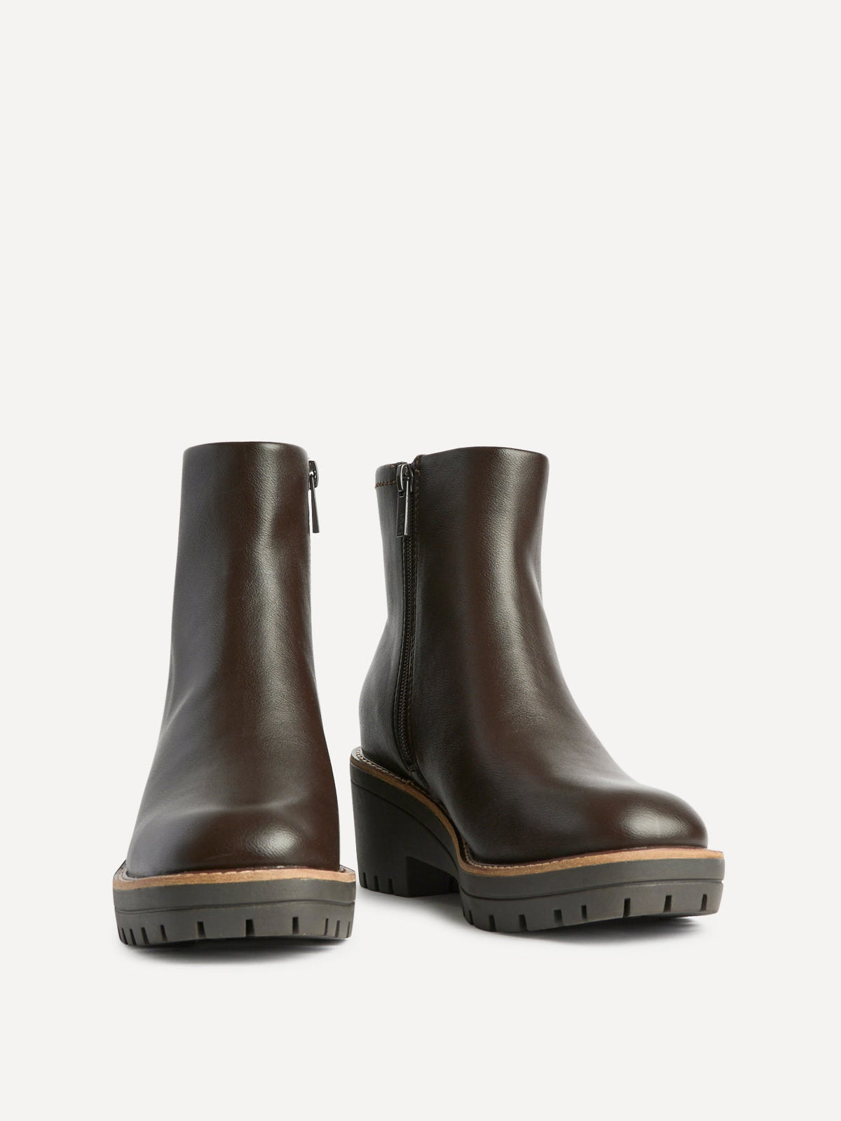 Rival Brown Faux Leather Wedge Heel Ankle Boots