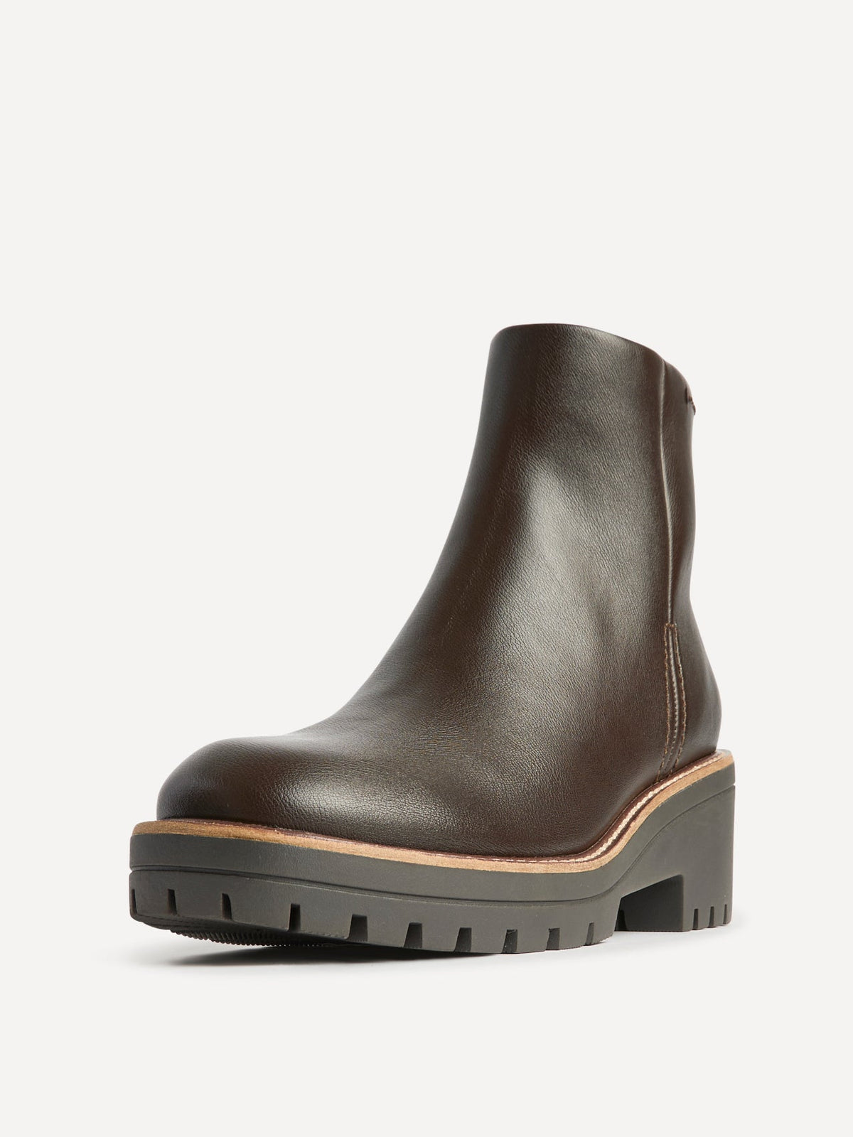 Rival Brown Faux Leather Wedge Heel Ankle Boots