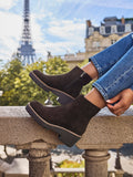 Rival Brown Faux Suede Wedge Heel Ankle Boots