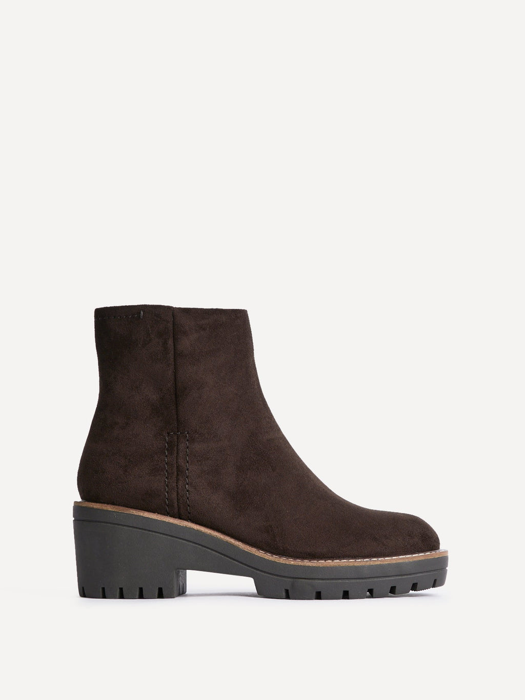 Rival Brown Faux Suede Wedge Heel Ankle Boots