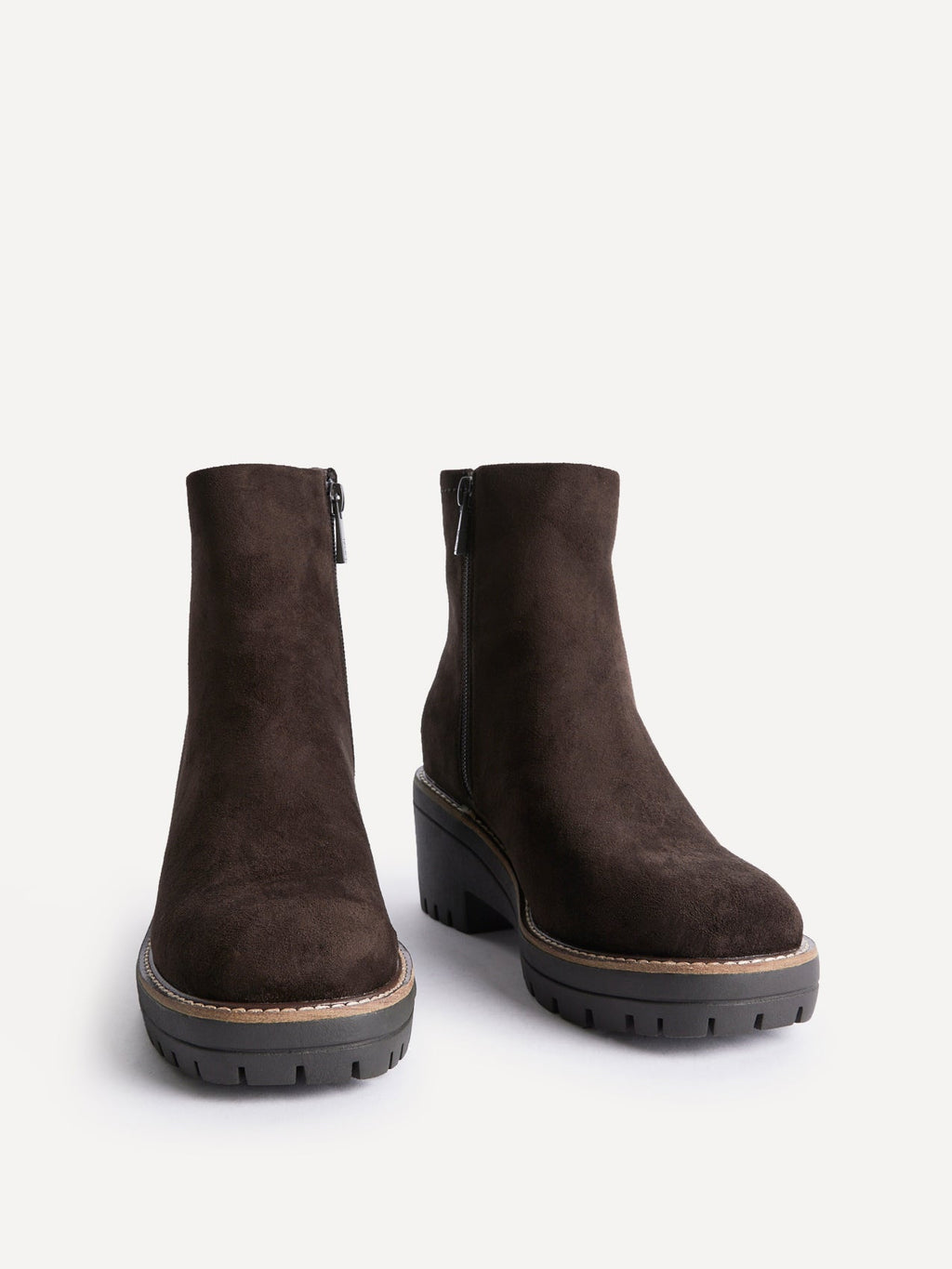 Rival Brown Faux Suede Wedge Heel Ankle Boots