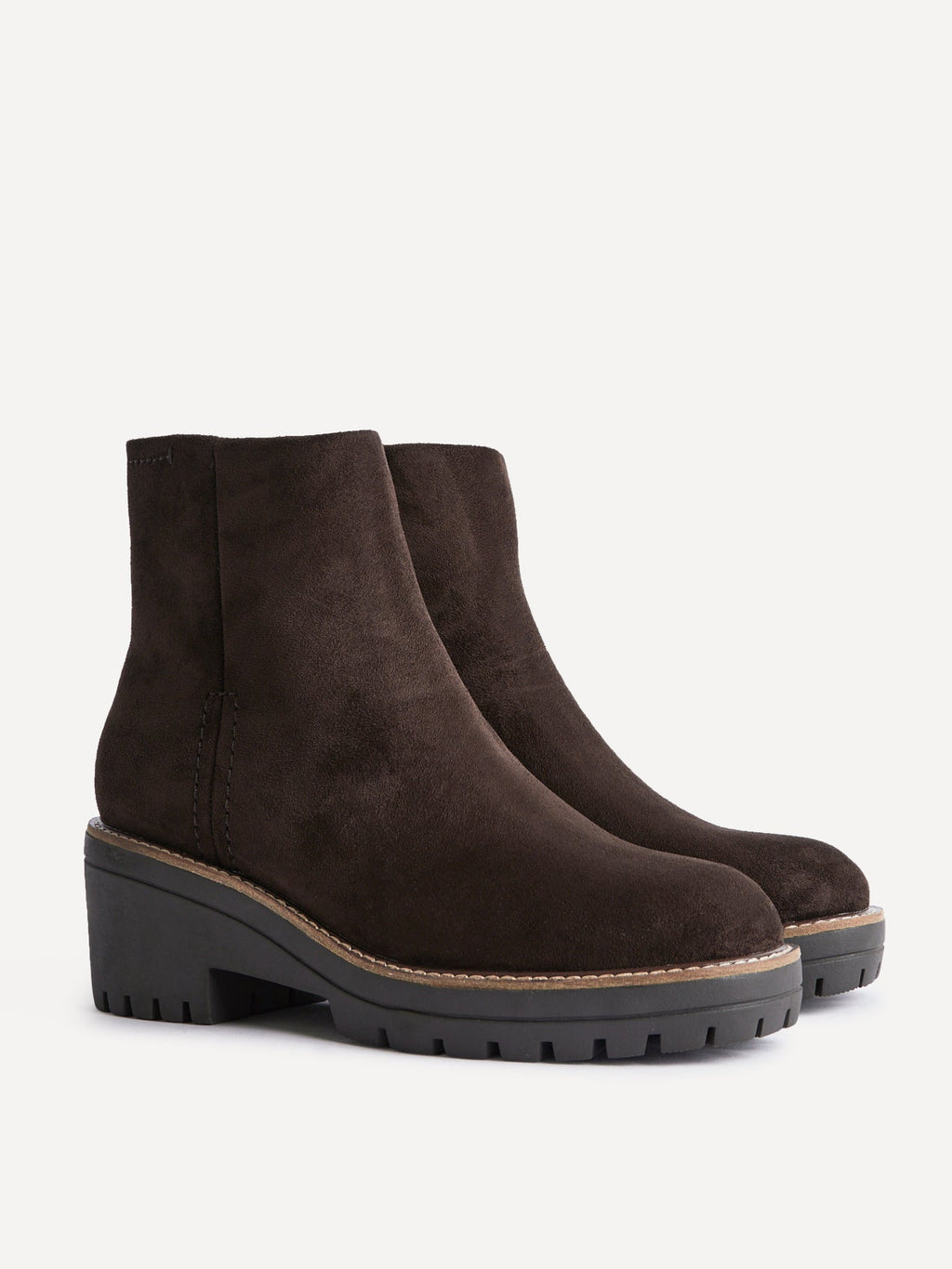 Rival Brown Faux Suede Wedge Heel Ankle Boots