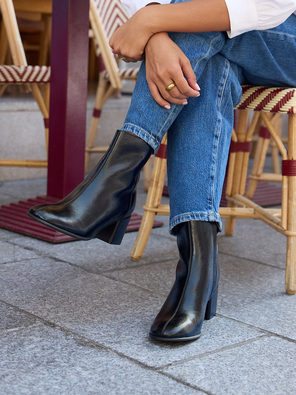 Selected Black Block Heeled Ankle Boots