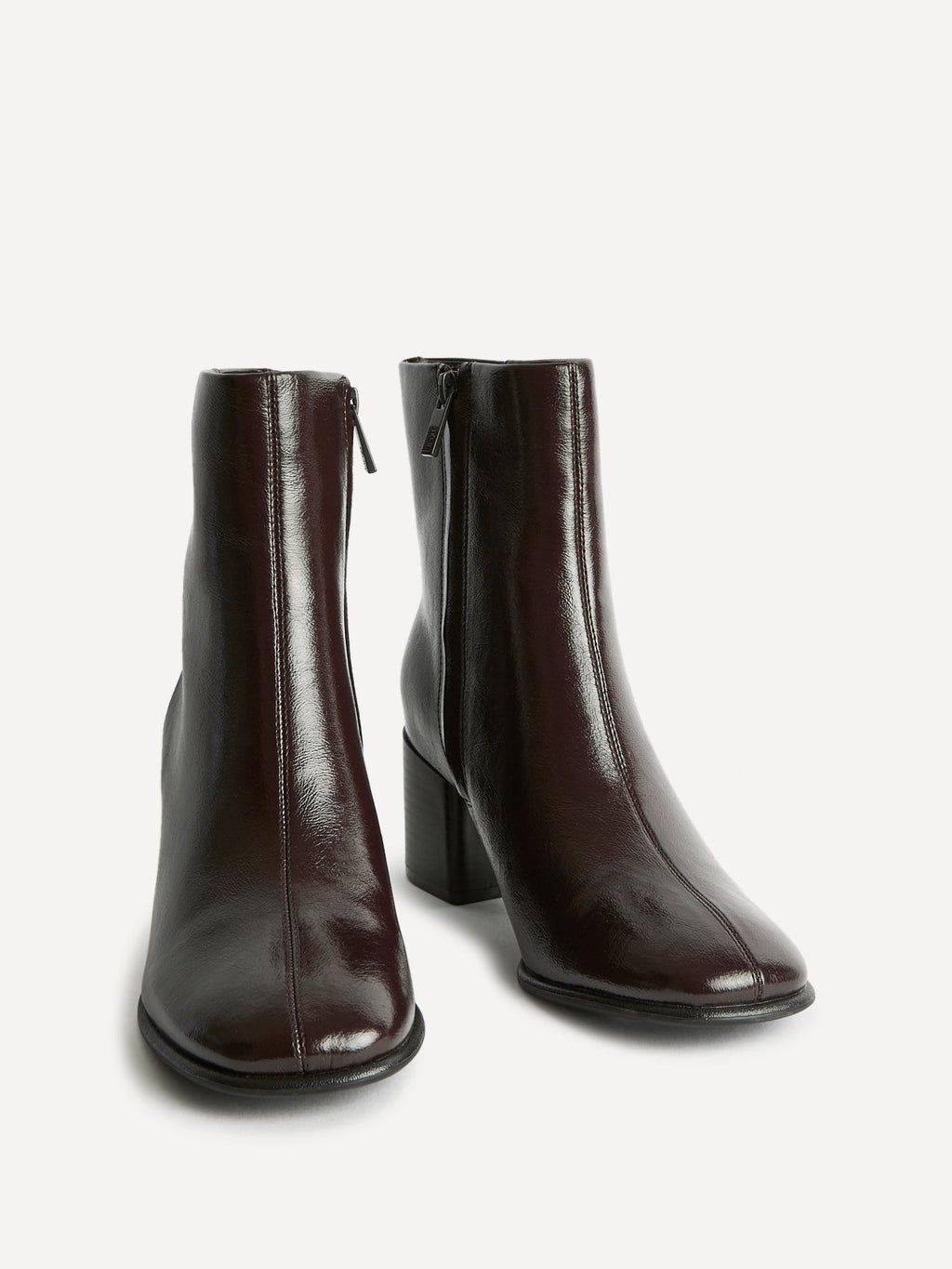 Selected Brown Block Heeled Ankle Boots