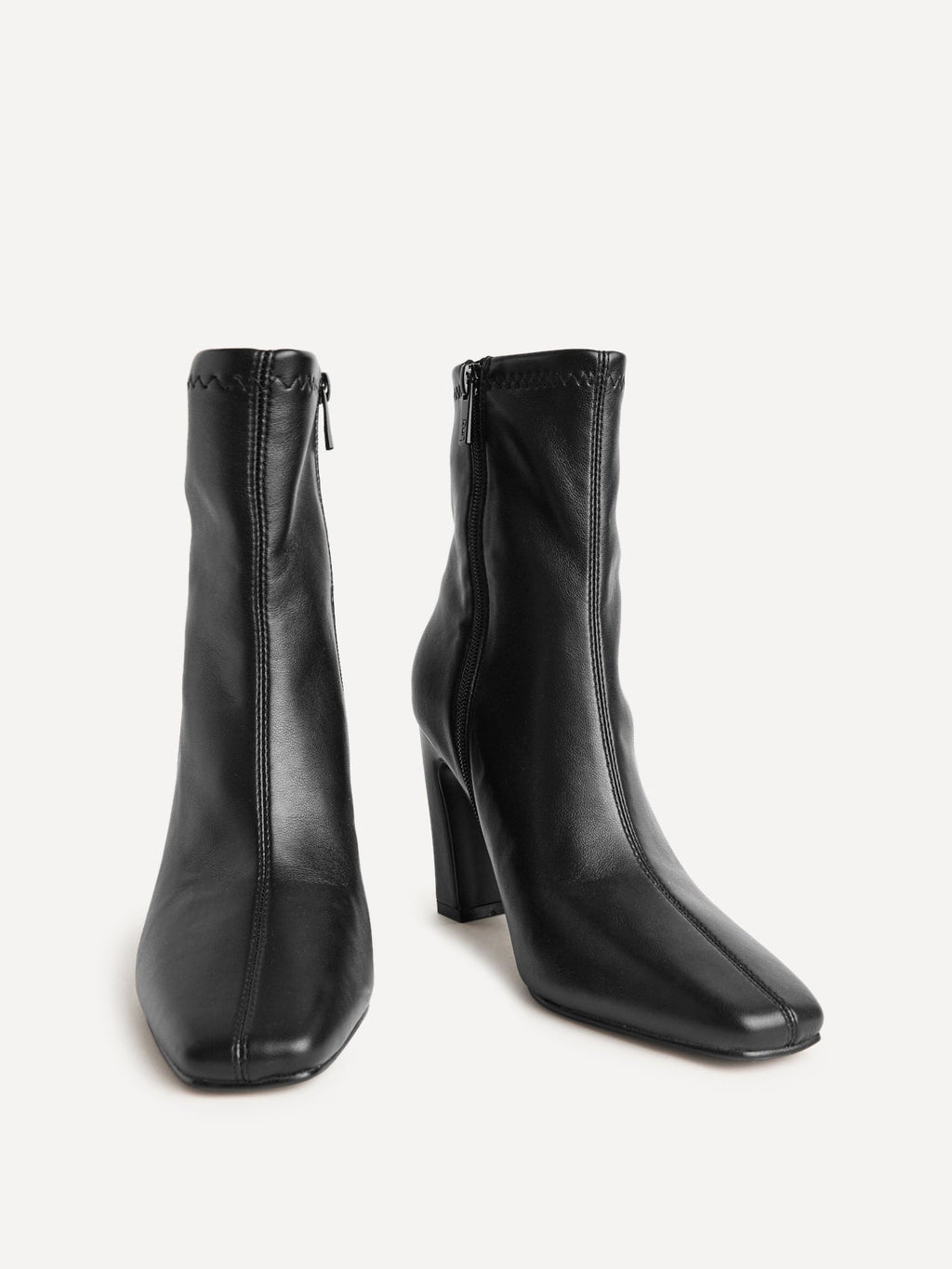 Series Black Faux Leather Heeled Ankle Boots