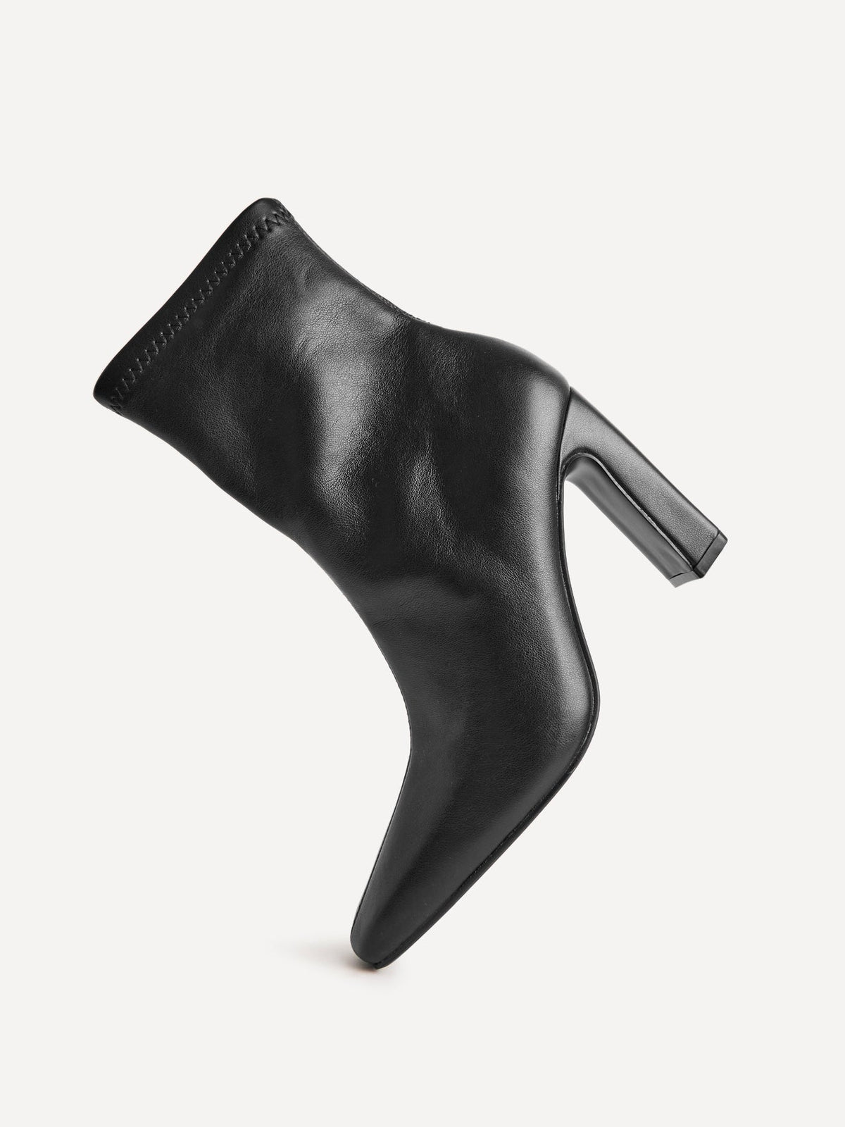 Series Black Faux Leather Heeled Ankle Boots