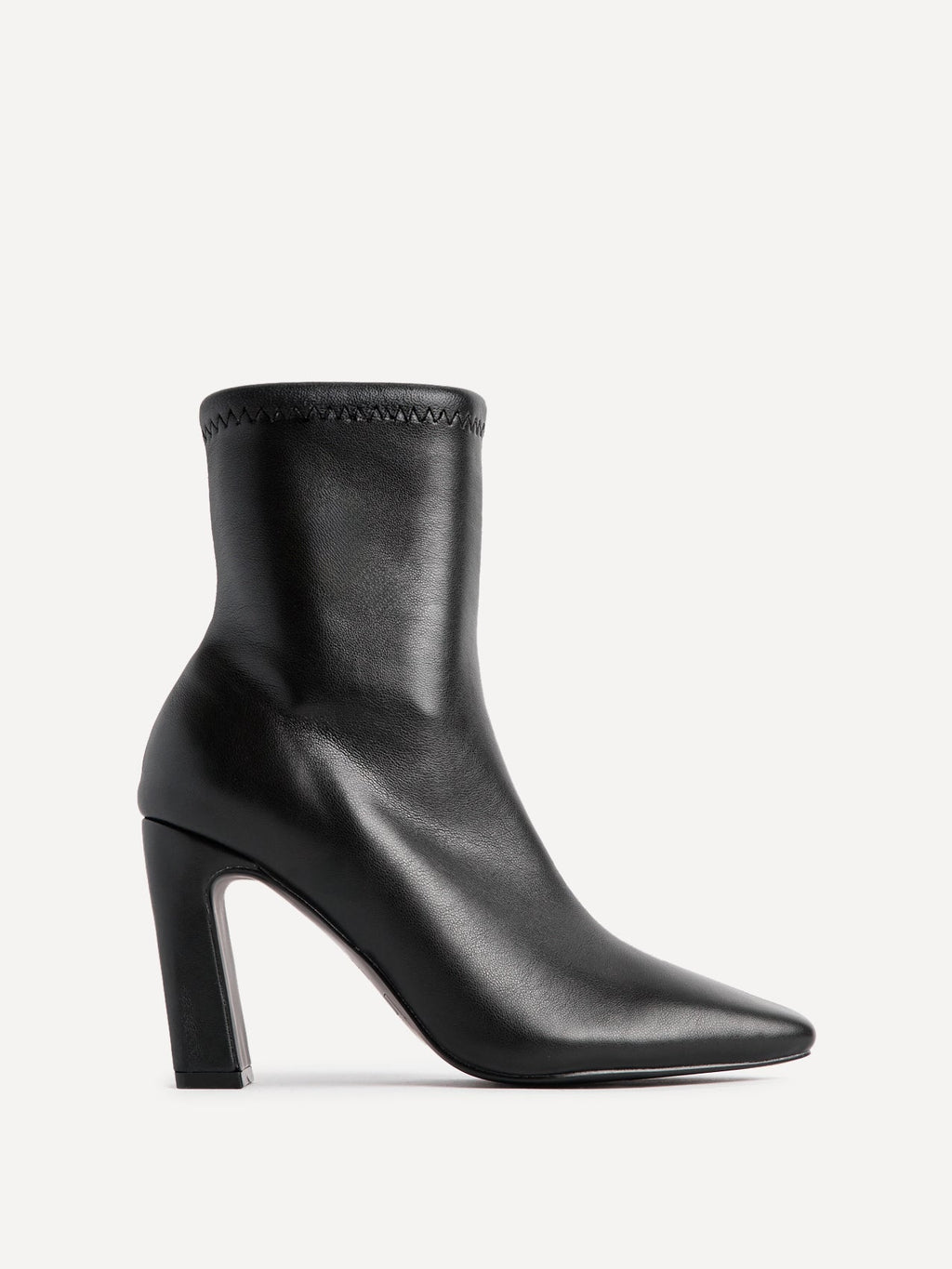 Series Black Faux Leather Heeled Ankle Boots
