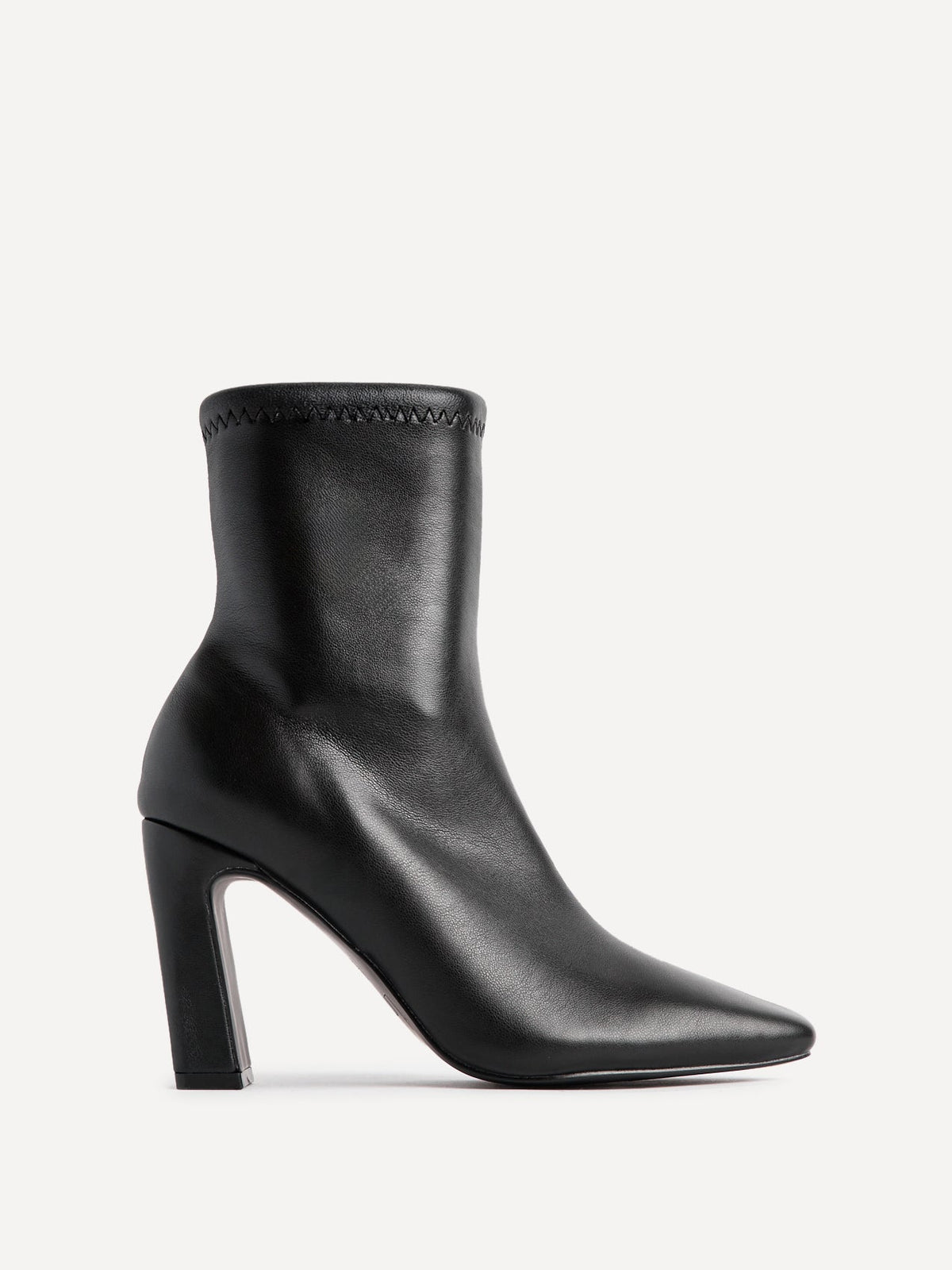 Series Black Faux Leather Heeled Ankle Boots