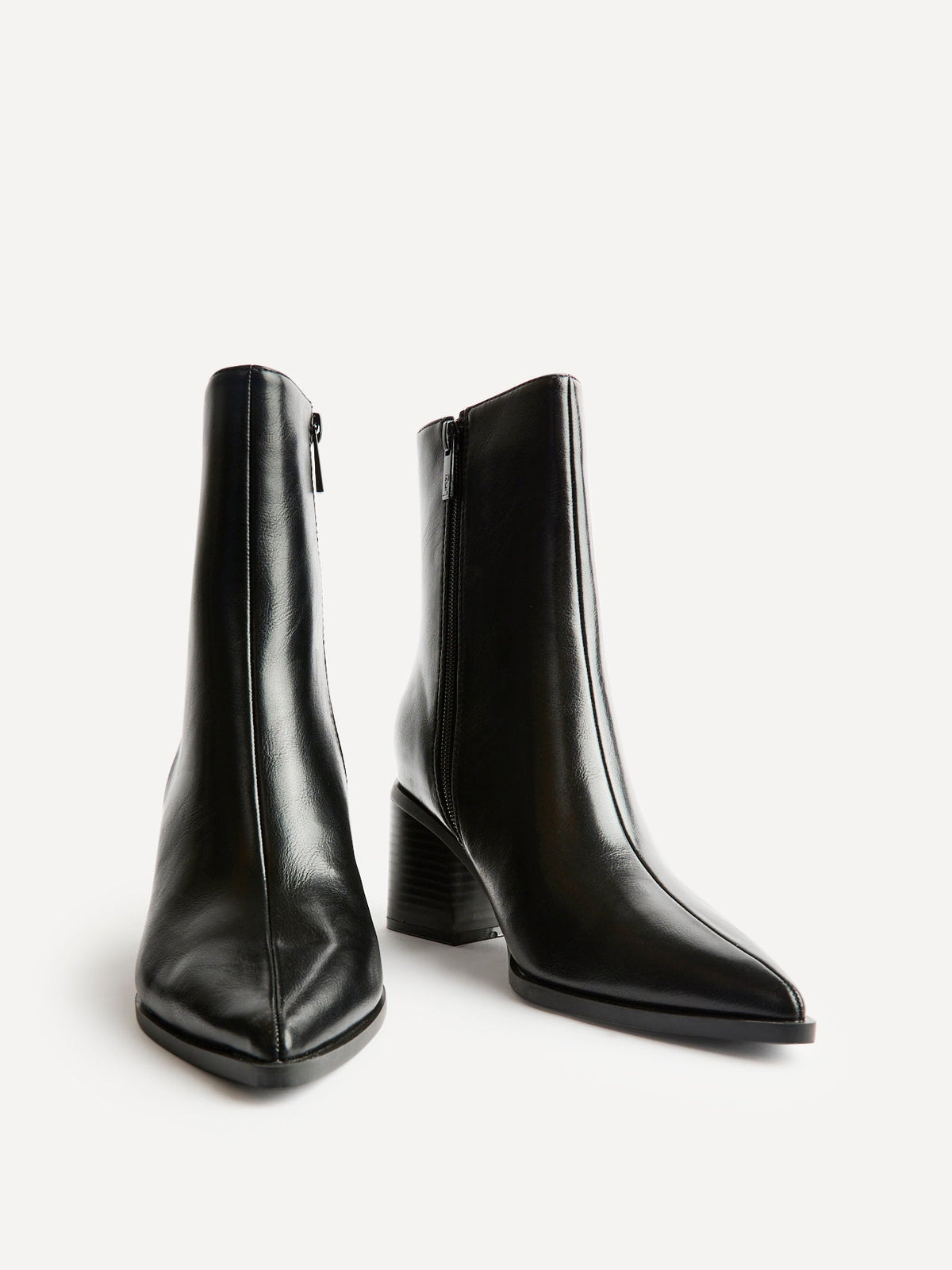 Signal Black Faux Leather Ankle Boots