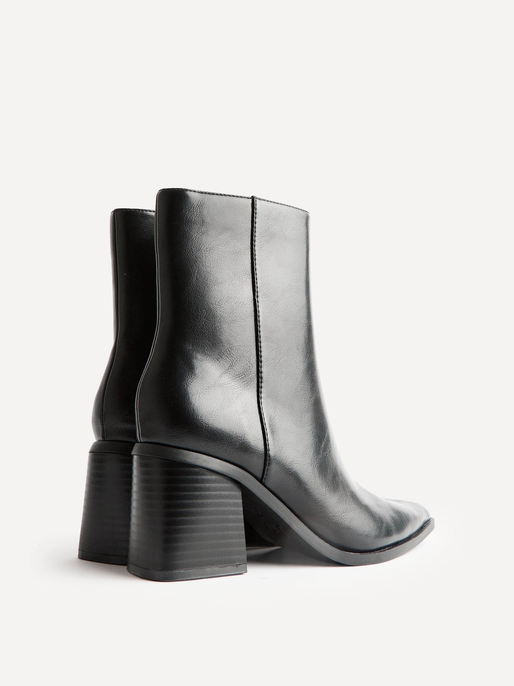 Signal Black Faux Leather Ankle Boots
