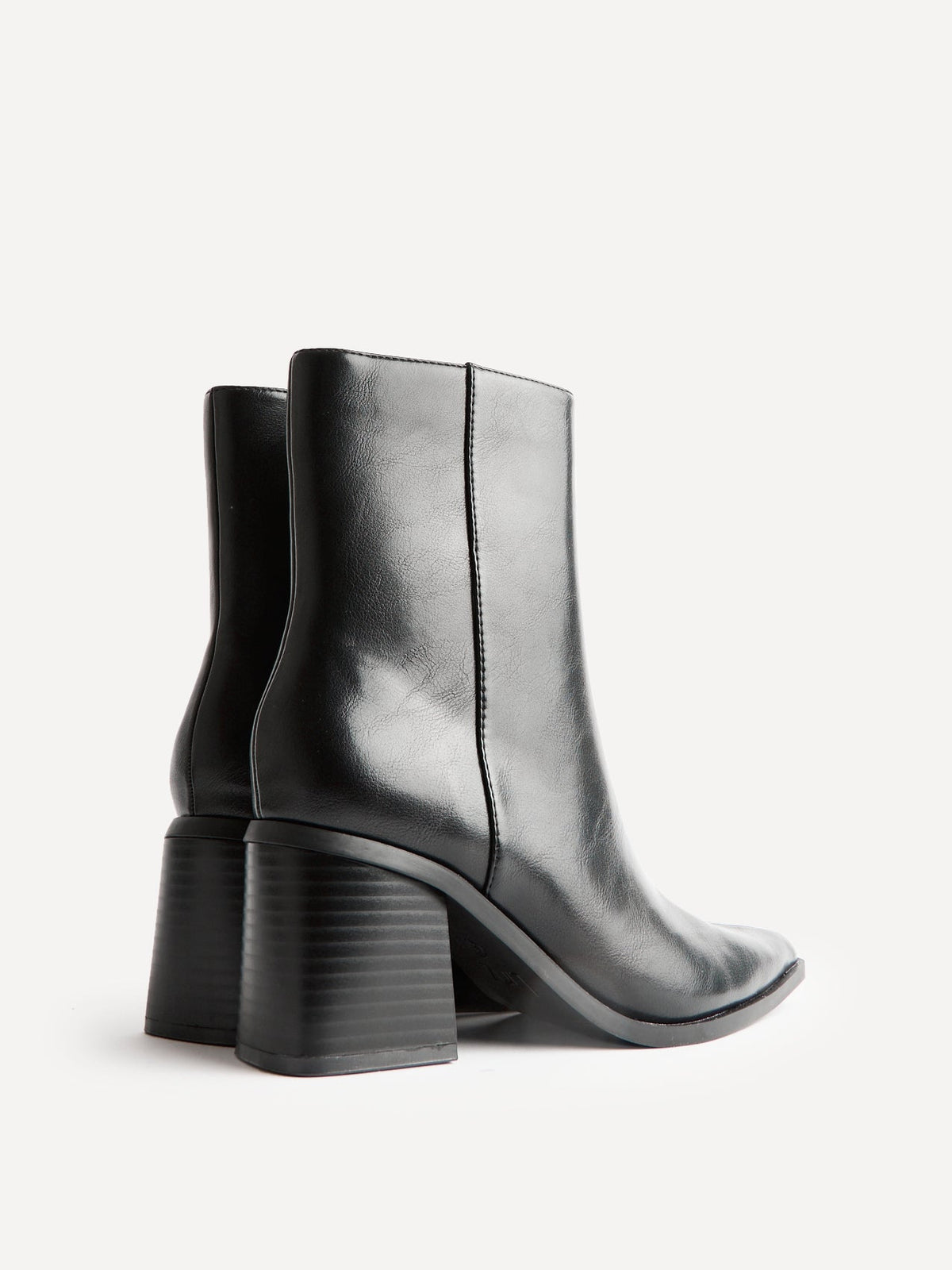 Signal Black Faux Leather Ankle Boots