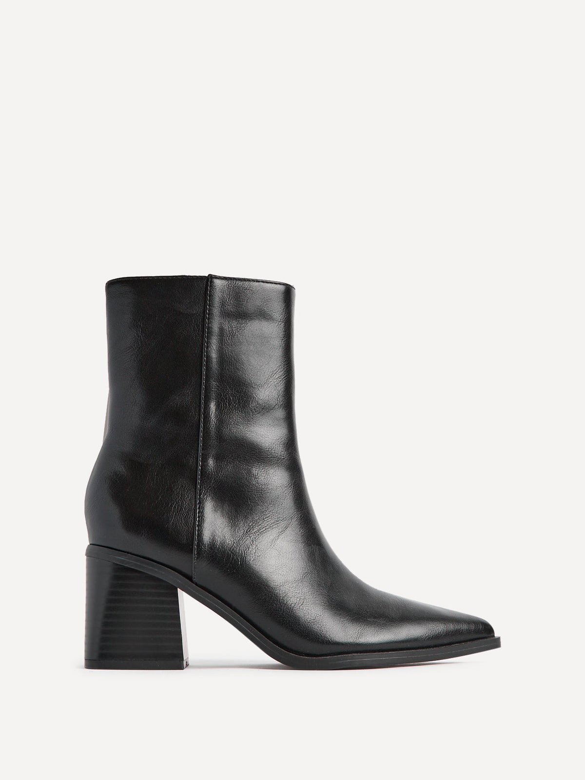 Signal Black Faux Leather Ankle Boots