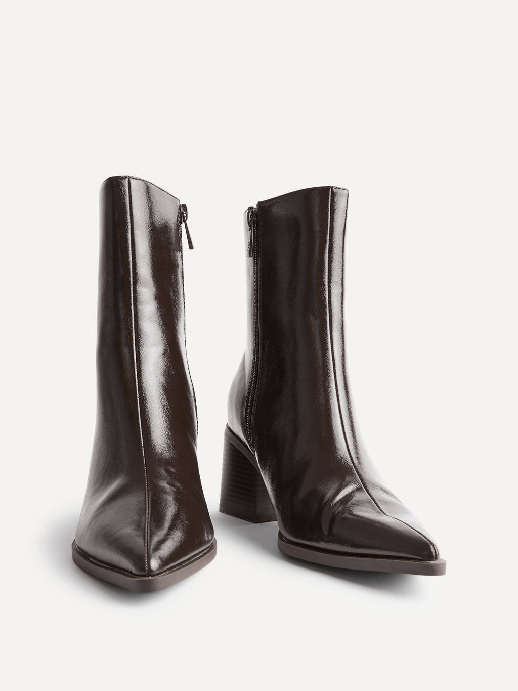 Signal Brown Faux Leather Ankle Boots
