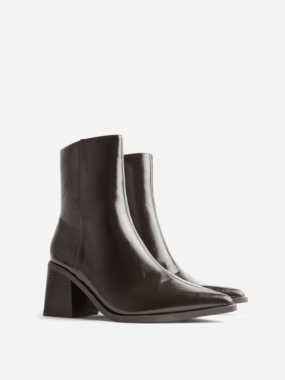 Signal Brown Faux Leather Ankle Boots