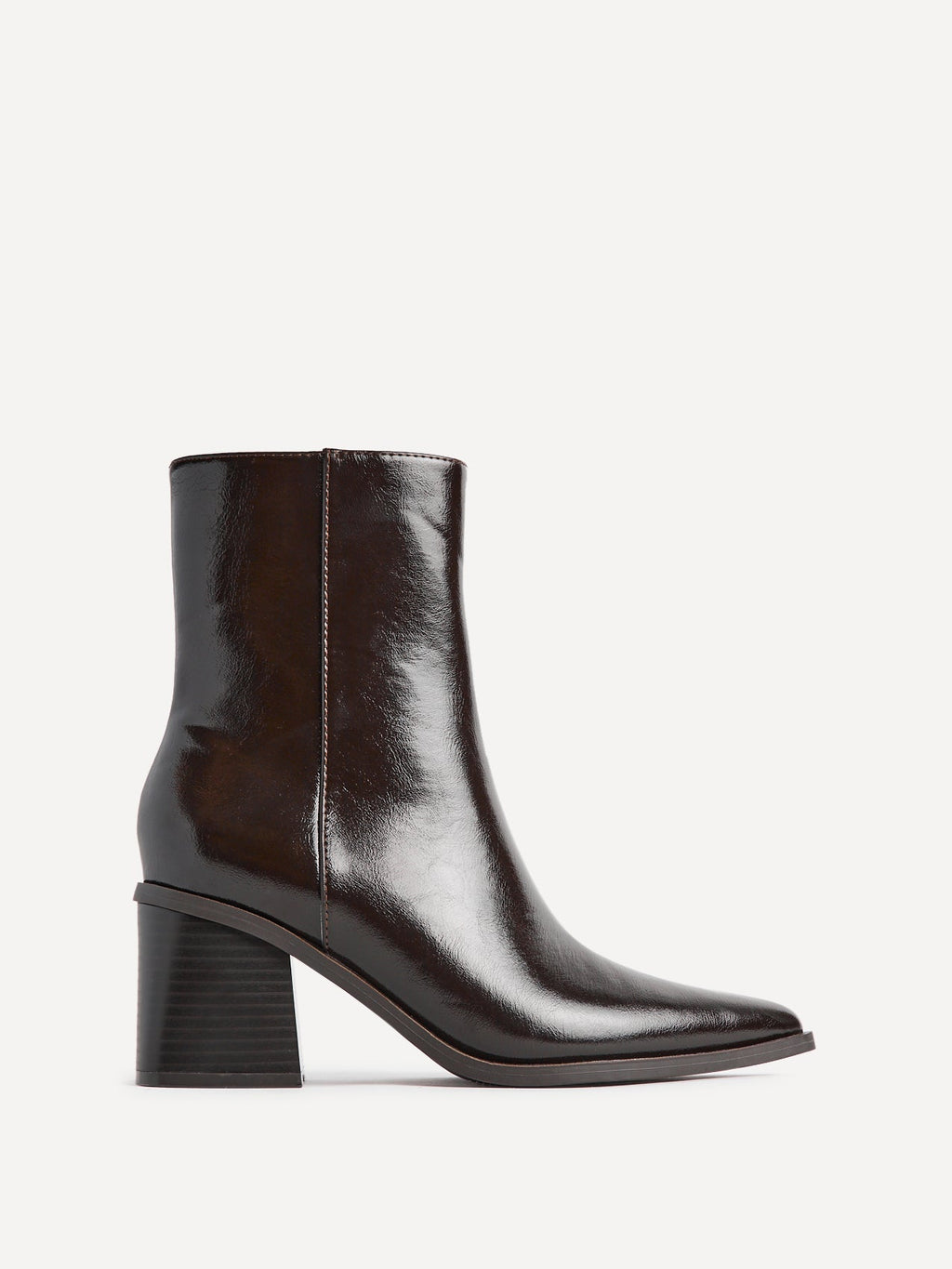 Signal Brown Faux Leather Ankle Boots