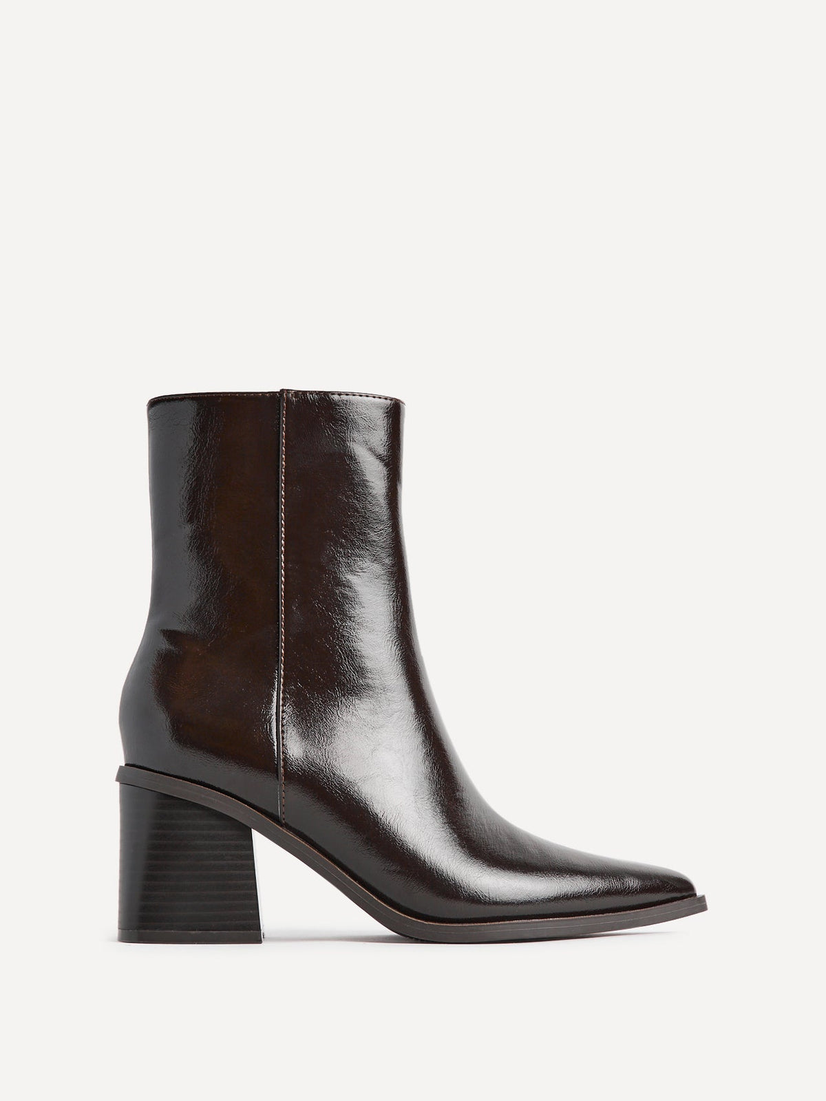 Signal Brown Faux Leather Ankle Boots