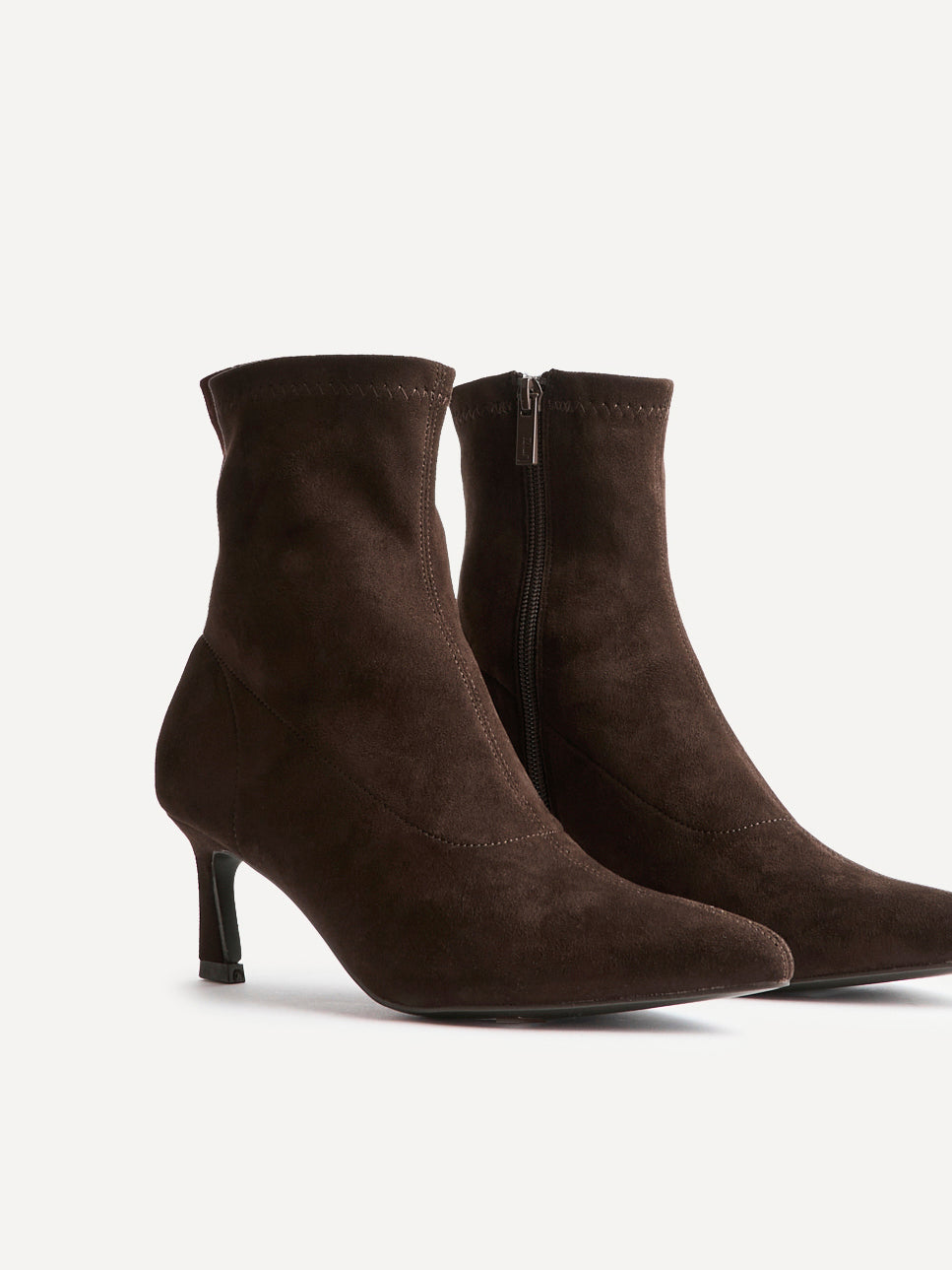 Upgrade Brown Faux Suede Kitten Heel Sock Boots