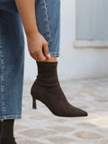 Upgrade Brown Faux Suede Kitten Heel Sock Boots